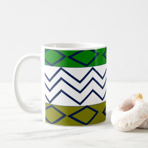 Groene Chevron Strepen Geometrisch Koffiemok