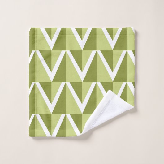Groene Chevron Stripe Bad Handdoek (Wasdoekje)