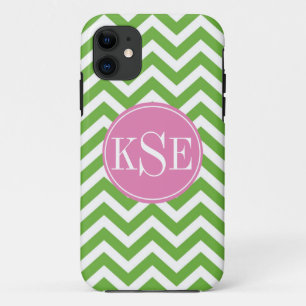 Groene chevron stripe monogram appel iphone 5 hoes