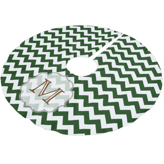 Groene Chevron Stripe Monogram Initiaal boomrok Kerstboom Rok (Gekanteld)