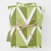 Groene Chevron Stripe Pattern Inpakpapier Vel (In situ)