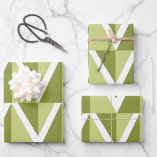 Groene Chevron Stripe Pattern Inpakpapier Vel