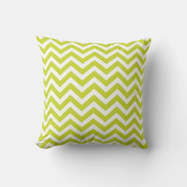 Groene Chevron Stripe Pattern Kussen (Voorkant)