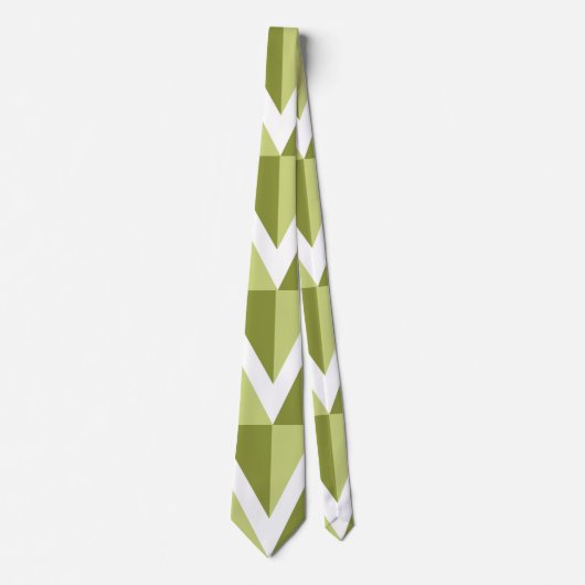 Groene Chevron Stripe Stropdas (Voorkant)