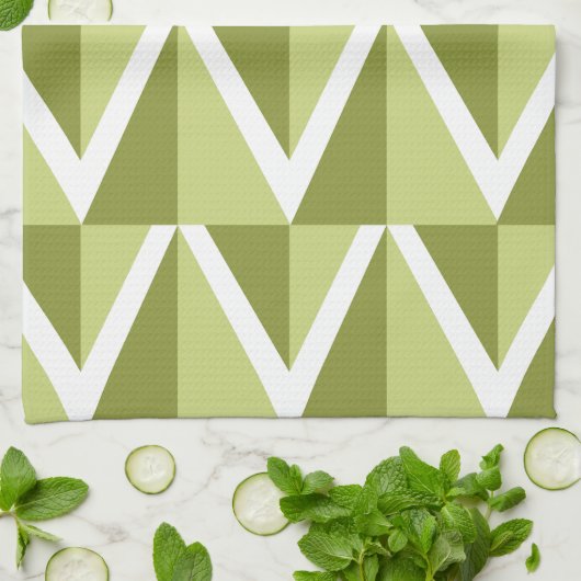 Groene Chevron Stripe Theedoek (Gevouwen)