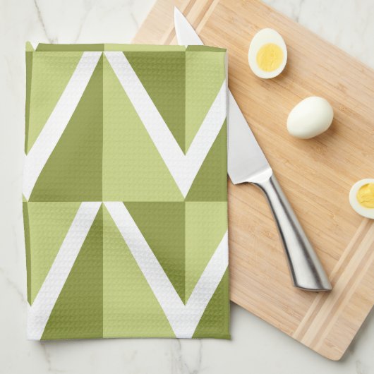 Groene Chevron Stripe Theedoek (Quarter Fold)