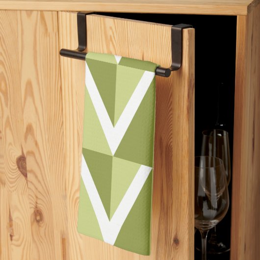 Groene Chevron Stripe Theedoek (Derde Gevouwen)