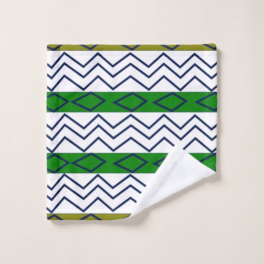 Groene Chevron Stripes Geometric Pattern Bad Handdoek (Wasdoekje)