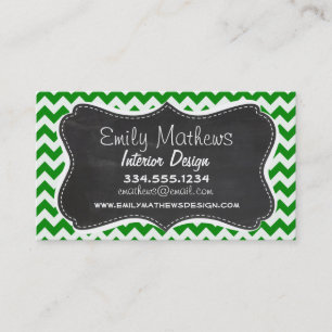 Groene Chevron Stripes; schoolbord Visitekaartje