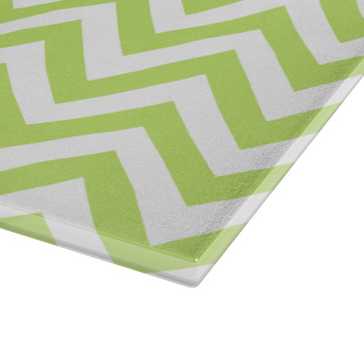 Groene Chevron Zigzag Gepersonaliseerd Monogram Snijplank (Hoek)