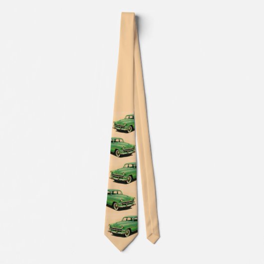 groene Chevy print uit de jaren 50 Stropdas (Voorkant)