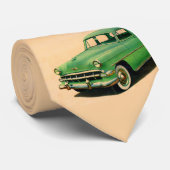 groene Chevy print uit de jaren 50 Stropdas (Opgerold)