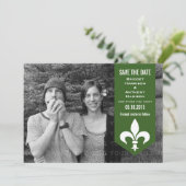 Groene Chic Flourish Banner sparen de Datum uitnod Save The Date (Staand voorkant)