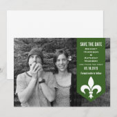 Groene Chic Flourish Banner sparen de Datum uitnod Save The Date (Voorkant / Achterkant)