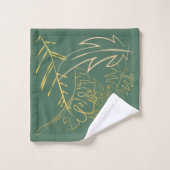 Groene Chic Gold Leaf-achtergrond Bad Handdoek (Wasdoekje)