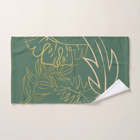 Groene Chic Gold Leaf-achtergrond Bad Handdoek (Handdoek)