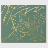 Groene Chic Gold Leaf-achtergrond Cadeaupapier (Vlak)