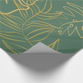 Groene Chic Gold Leaf-achtergrond Cadeaupapier (Hoek)