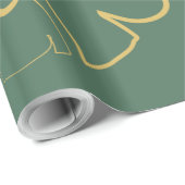 Groene Chic Gold Leaf-achtergrond Cadeaupapier (Rol Hoek)