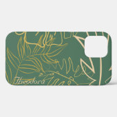 Groene Chic Gold Leaf-achtergrond Case-Mate iPhone Case (Achterkant (horizontaal))
