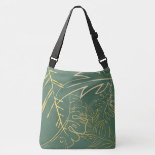 Groene Chic Gold Leaf-achtergrond Crossbody Tas
