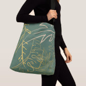 Groene Chic Gold Leaf-achtergrond Crossbody Tas (Dichtbij)