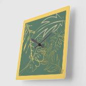 Groene Chic Gold Leaf-achtergrond Vierkante Klok (Hoek)