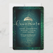 Groene chic Gold-sequenties kleden tiara Quinceañe Kaart (Achterkant)