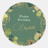 Groene chic namaak goud ronde sticker (Voorkant)