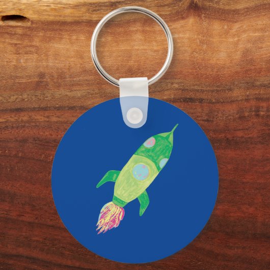 Groene Childish Ruimteraket Ster Sleutelhanger (Voorkant)