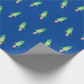 Groene Childish Space Rocket Cadeaupapier (Hoek)