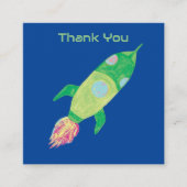 Groene Childish Space Rocket Informatiekaartje (Voorkant)