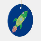 Groene Childish Space Rocket Keramisch Ornament (Rechts)