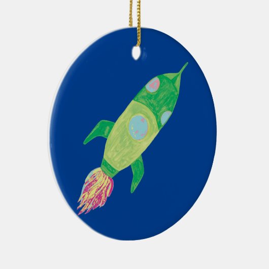 Groene Childish Space Rocket Keramisch Ornament (Rechts)