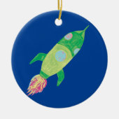Groene Childish Space Rocket Keramisch Ornament (Voorkant)