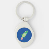 Groene Childish Space Rocket Sleutelhanger (Voorkant)