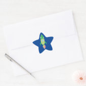 Groene Childish Space Rocket Ster Sticker (Envelop)