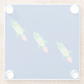 Groene Childish Space Rockets Glazen Onderzetter (Achterkant)