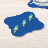 Groene Childish Space Rockets Kartonnen Onderzetters (Gekanteld)