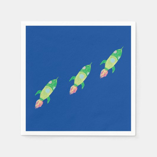 Groene Childish Space Rockets Servet (Voorkant)