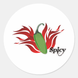 Groene Chili Pepper Design Ronde Sticker