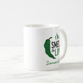 Groene Chili Ruik de Liefde Koffiemok (Voorkant rechts)