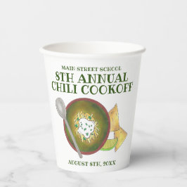 Groene Chili Verde Chili Cookoff Koken-off eten Papieren Bekers