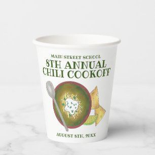 Groene Chili Verde Chili Cookoff Koken-off eten Papieren Bekers