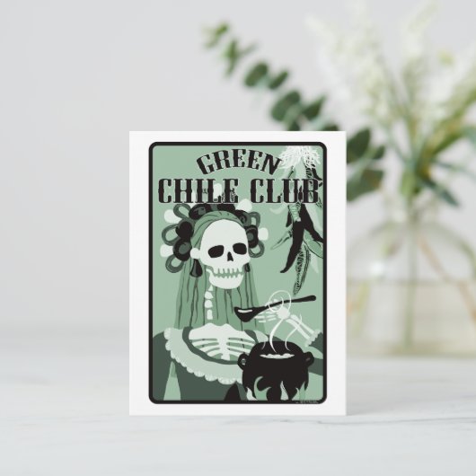 groene chilisclub briefkaart (Staand voorkant)