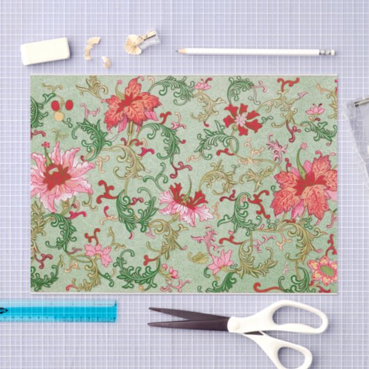 Groene Chinese Bloemen Decoupage Tissue Paper Tissuepapier (Craft)