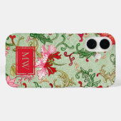 Groene Chinese Bloemenkrans Custom Monogram Case-Mate iPhone Case (Achterkant (horizontaal))