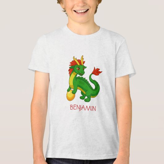 Groene Chinese Draak Aangepaste Naam Tri-Blend Shirt (Voorkant)