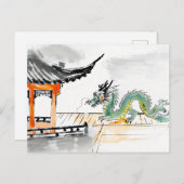 Groene Chinese Draak bij de Tempel Briefkaart (Voorkant / Achterkant)