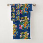 Groene Chinese Draak Koi Bad Handdoek (Insitu)